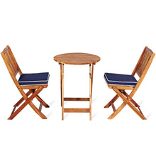 Load image into Gallery viewer, Gymax 3PC Folding Patio Conversation Set Acacia Wood Bistro Set w/ Cushions