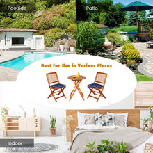 Load image into Gallery viewer, Gymax 3PC Folding Patio Conversation Set Acacia Wood Bistro Set w/ Cushions