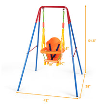 Load image into Gallery viewer, Gymax Toddler Swing Set High Back Seat w/ Handrails A-Frame Metal Swing Set Backyard