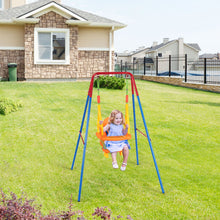 Load image into Gallery viewer, Gymax Toddler Swing Set High Back Seat w/ Handrails A-Frame Metal Swing Set Backyard