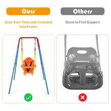 Load image into Gallery viewer, Gymax Toddler Swing Set High Back Seat w/ Handrails A-Frame Metal Swing Set Backyard