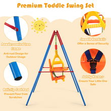 Load image into Gallery viewer, Gymax Toddler Swing Set High Back Seat w/ Handrails A-Frame Metal Swing Set Backyard