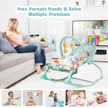 Load image into Gallery viewer, Gymax Adjustable Infant Rocker Bouncer Baby Rocking Chair Toddler w/ Awning Green