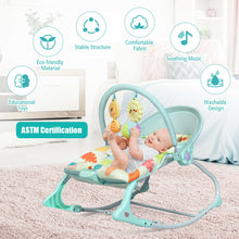 Load image into Gallery viewer, Gymax Adjustable Infant Rocker Bouncer Baby Rocking Chair Toddler w/ Awning Green