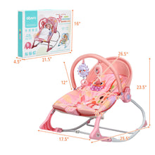 Load image into Gallery viewer, Gymax Adjustable Infant Rocker Bouncer Baby Rocking Chair Toddler w/ Awning Pink