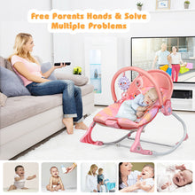 Load image into Gallery viewer, Gymax Adjustable Infant Rocker Bouncer Baby Rocking Chair Toddler w/ Awning Pink