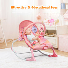 Load image into Gallery viewer, Gymax Adjustable Infant Rocker Bouncer Baby Rocking Chair Toddler w/ Awning Pink