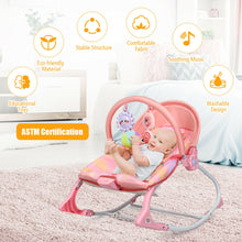 Load image into Gallery viewer, Gymax Adjustable Infant Rocker Bouncer Baby Rocking Chair Toddler w/ Awning Pink