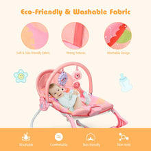 Load image into Gallery viewer, Gymax Adjustable Infant Rocker Bouncer Baby Rocking Chair Toddler w/ Awning Pink
