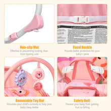 Load image into Gallery viewer, Gymax Adjustable Infant Rocker Bouncer Baby Rocking Chair Toddler w/ Awning Pink