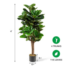 Load image into Gallery viewer, Gymax 4Ft Fiddle Leaf Fig Tree Artificial Greenery Plant Home Office Decoration