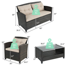 Load image into Gallery viewer, Gymax 8pcs Patio Rattan Conversation Set Cushioned Outdoor Furniture Set