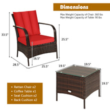 Load image into Gallery viewer, Gymax 3PCS Patio Rattan Conversation Set Outdoor Furniture Set w/Table