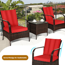 Load image into Gallery viewer, Gymax 3PCS Patio Rattan Conversation Set Outdoor Furniture Set w/ Table Cushions
