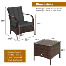 Load image into Gallery viewer, Gymax 3PCS Outdoor Patio Rattan Conversation Set Furniture Set w/ Table Cushions