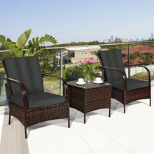 Load image into Gallery viewer, Gymax 3PCS Outdoor Patio Rattan Conversation Set Furniture Set w/ Table Cushions