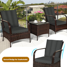 Load image into Gallery viewer, Gymax 3PCS Outdoor Patio Rattan Conversation Set Furniture Set w/ Table Cushions