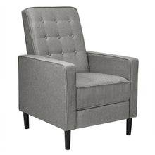 Load image into Gallery viewer, Gymax Mid-Century Push Back Recliner Chair Fabric Tufted Single Sofa w/Footrest