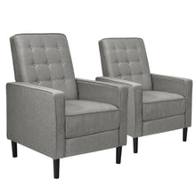 Load image into Gallery viewer, Gymax Set of 2 Push Back Recliner Chair Fabric Tufted Single Sofa w/ Footrest