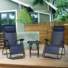 Load image into Gallery viewer, Gymax 3PCS Zero Gravity Recliner Lounge Chairs Pillows Table Portable Folding Navy