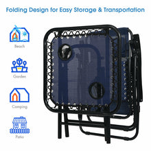 Load image into Gallery viewer, Gymax 3PCS Zero Gravity Recliner Lounge Chairs Pillows Table Portable Folding Navy