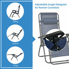 Load image into Gallery viewer, Gymax 3PCS Zero Gravity Recliner Lounge Chairs Pillows Table Portable Folding Navy
