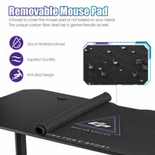 Load image into Gallery viewer, Gymax Gaming Desk 62.5'' T-Shape Height Adjustable w/ Mouse Pad Handle Rack Cup Holder