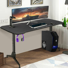 Load image into Gallery viewer, Gymax Gaming Desk 62.5'' T-Shape Height Adjustable w/ Mouse Pad Handle Rack Cup Holder