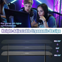 Load image into Gallery viewer, Gymax Gaming Desk 62.5'' T-Shape Height Adjustable w/ Mouse Pad Handle Rack Cup Holder