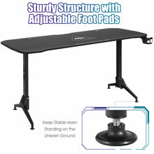 Load image into Gallery viewer, Gymax Gaming Desk 62.5'' T-Shape Height Adjustable w/ Mouse Pad Handle Rack Cup Holder