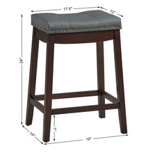 Load image into Gallery viewer, Gymax Set of 2 Nailhead Saddle Bar Stools 24'' Counter Stools Brown with Grey Cushion