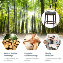 Load image into Gallery viewer, Gymax Set of 2 Nailhead Saddle Bar Stools 24'' Counter Stools Brown with Grey Cushion