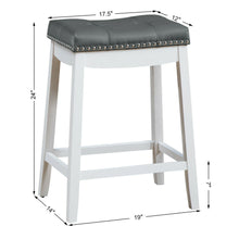 Load image into Gallery viewer, Gymax Set of 2 Nailhead Saddle Bar Stools 24'' Counter Stools White with Grey Cushion