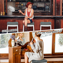 Load image into Gallery viewer, Gymax Set of 2 Nailhead Saddle Bar Stools 24'' Counter Stools White with Grey Cushion