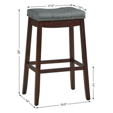 Load image into Gallery viewer, Gymax Set of 2 Nailhead Saddle Bar Stools 29'' Pub Chairs with Rubber Wood Legs Brown