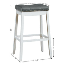 Load image into Gallery viewer, Gymax Set of 2 Nailhead Saddle Bar Stools 29'' Pub Chairs with Rubber Wood Legs White