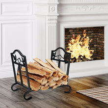 Load image into Gallery viewer, Gymax Foldable Firewood Log Rack Steel Wood Storage Holder for Fireplace Black