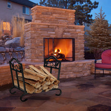 Load image into Gallery viewer, Gymax Foldable Firewood Log Rack Steel Wood Storage Holder for Fireplace Black