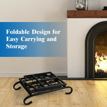 Load image into Gallery viewer, Gymax Foldable Firewood Log Rack Steel Wood Storage Holder for Fireplace Black
