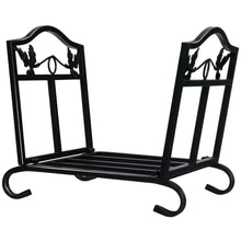 Load image into Gallery viewer, Gymax Foldable Firewood Log Rack Steel Wood Storage Holder for Fireplace Black