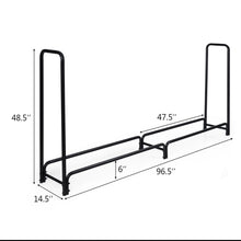 Load image into Gallery viewer, Gymax 8 Feet Outdoor Steel Firewood Log Rack Wood Storage Holder for Fireplace Black