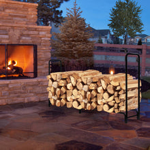 Load image into Gallery viewer, Gymax 8 Feet Outdoor Steel Firewood Log Rack Wood Storage Holder for Fireplace Black