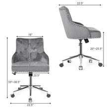 Load image into Gallery viewer, Gymax Velvet Office Chair Tufted Upholstered Swivel Computer Desk Chair w/ Nailed Trim