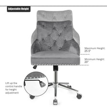 Load image into Gallery viewer, Gymax Velvet Office Chair Tufted Upholstered Swivel Computer Desk Chair w/ Nailed Trim