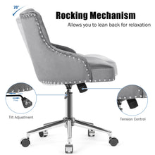 Load image into Gallery viewer, Gymax Velvet Office Chair Tufted Upholstered Swivel Computer Desk Chair w/ Nailed Trim