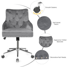 Load image into Gallery viewer, Gymax Velvet Office Chair Tufted Upholstered Swivel Computer Desk Chair w/ Nailed Trim