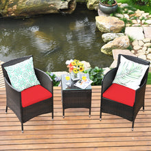 Load image into Gallery viewer, Gymax 3PCS Patio Rattan Furniture Set Outdoor w/ Cushioned Chairs Coffee Table