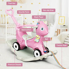 Load image into Gallery viewer, Gymax Baby Rocking Horse 4 in 1 Kids Ride On Toy Push Car w/ Music