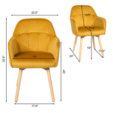 Load image into Gallery viewer, Gymax 4PCS Modern Accent Armchair Upholstered Leisure Chair w/ Wooden Legs Yellow