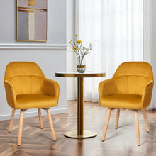 Load image into Gallery viewer, Gymax 4PCS Modern Accent Armchair Upholstered Leisure Chair w/ Wooden Legs Yellow